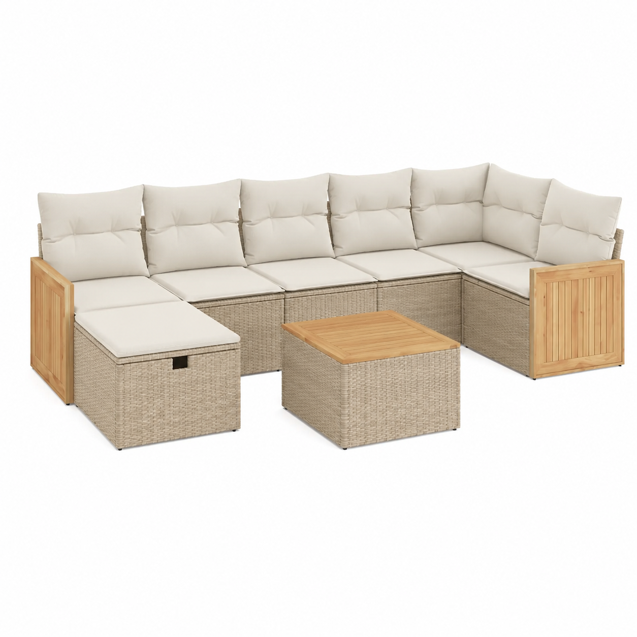 Ensemble de mobilier de jardin en résine tressée beige