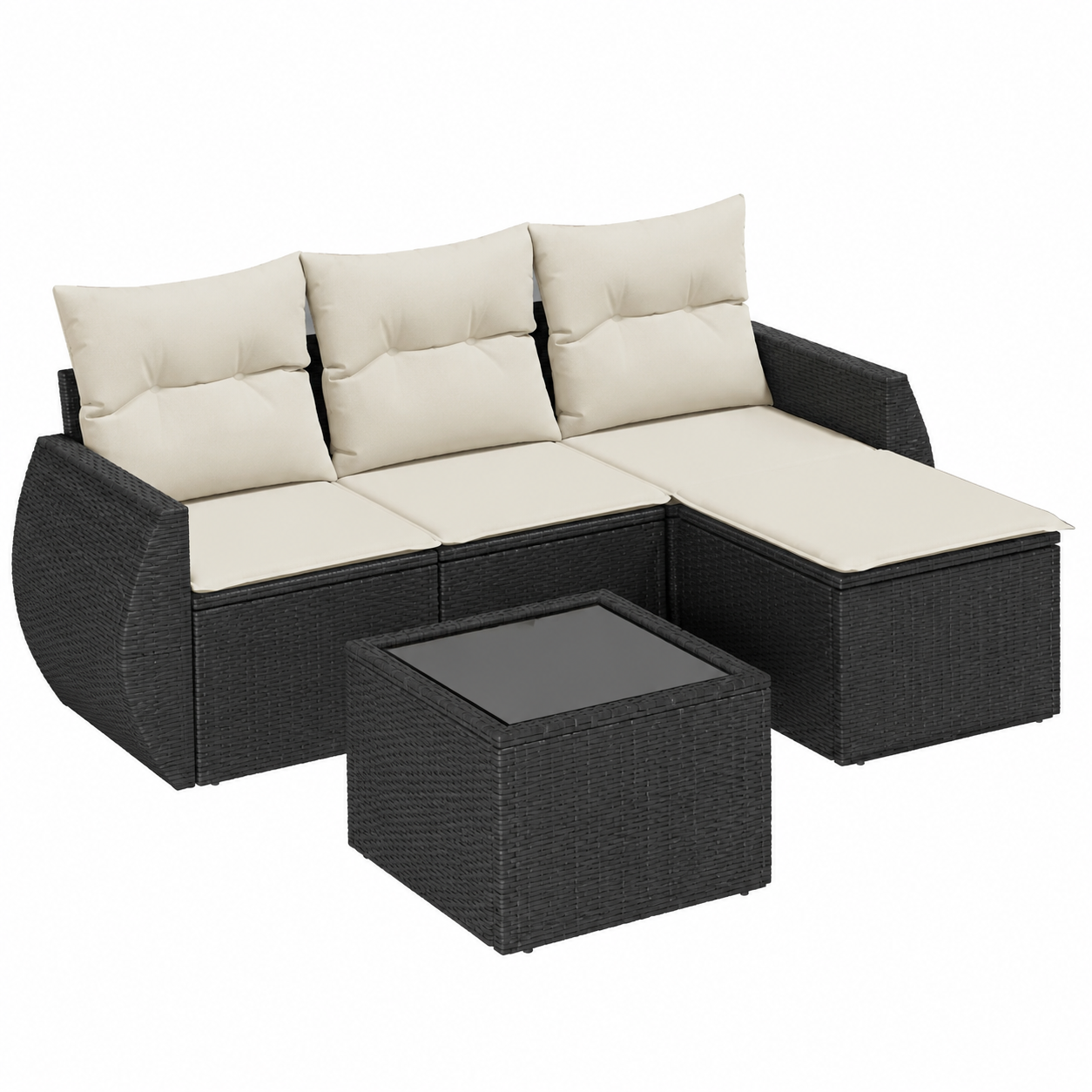 Ensemble de meubles de jardin noir avec coussins