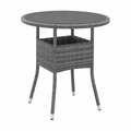 Table de jardin en résine tressée avec plateau en verre trempé, 80x75 cm, gris