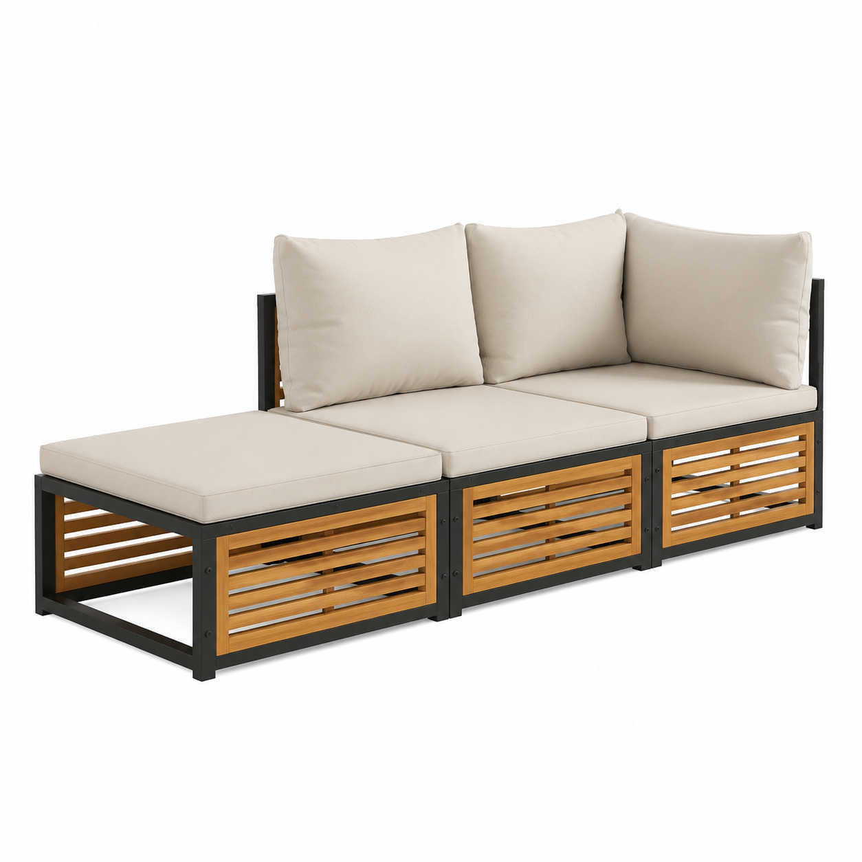 Ensemble de meubles de jardin en bois d'acacia avec coussins