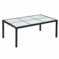 Grande table de jardin noire en résine tressée 200x150x74 cm