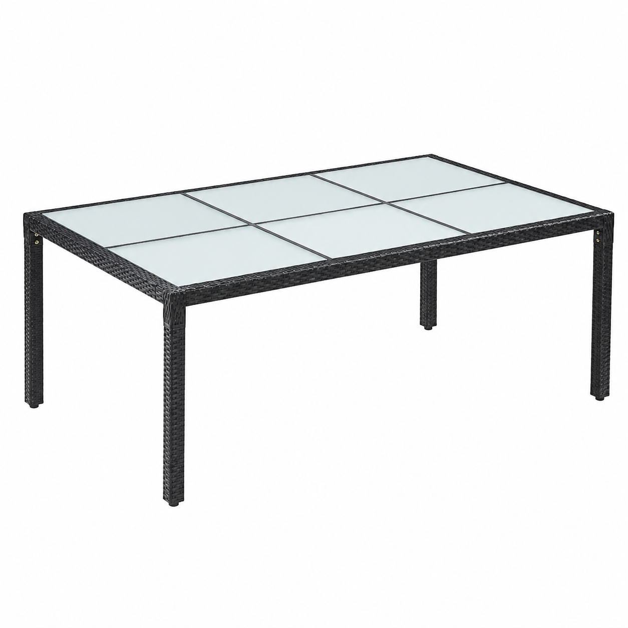 Grande table de jardin noire en résine tressée 200x150x74 cm
