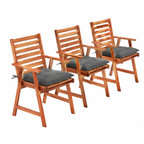 Lot de 3 chaises de jardin avec coussins