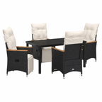 Ensemble de meubles d'extérieur 5 pièces avec coussins noirs
