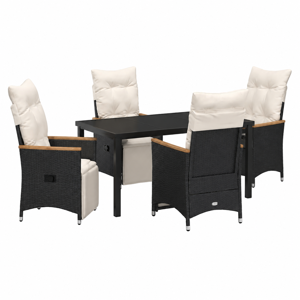 Ensemble de meubles d'extérieur 5 pièces avec coussins noirs