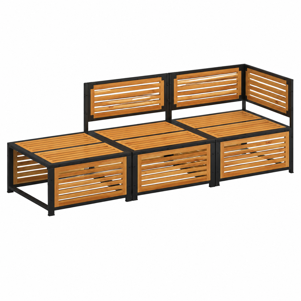 Ensemble de meubles de jardin en bois d'acacia avec coussins