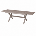 Grande table extérieure en aluminium taupe et bois