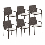 Ensemble de Salle à Manger de Jardin en Résine Tressée avec Coussins - 7 Pièces