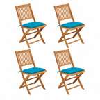 Ensemble de 4 chaises de jardin pliantes avec coussins en bois d'acacia