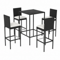 Mobilier de jardin 5 pièces avec coussins en résine tressée noire