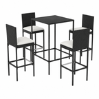 Mobilier de jardin 5 pièces avec coussins en résine tressée noire