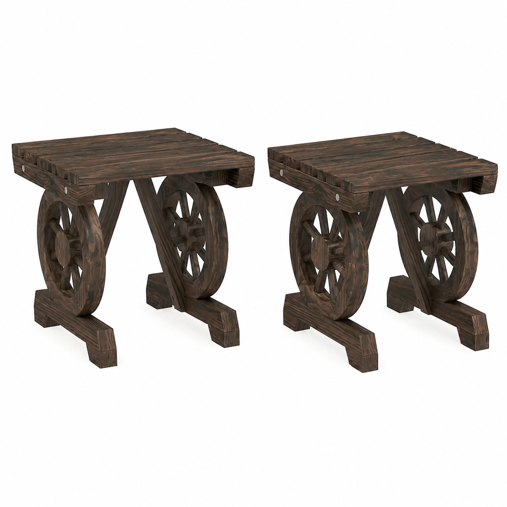 Lot de 2 repose-pieds d'extérieur en bois de sapin