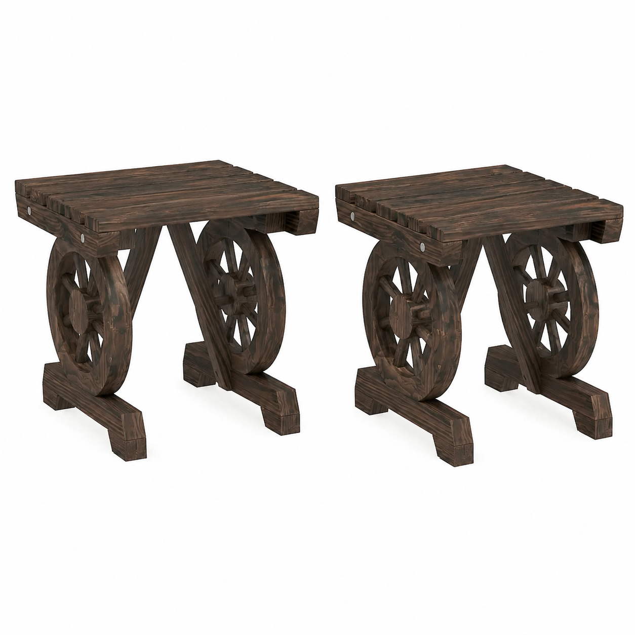 Lot de 2 repose-pieds d'extérieur en bois de sapin
