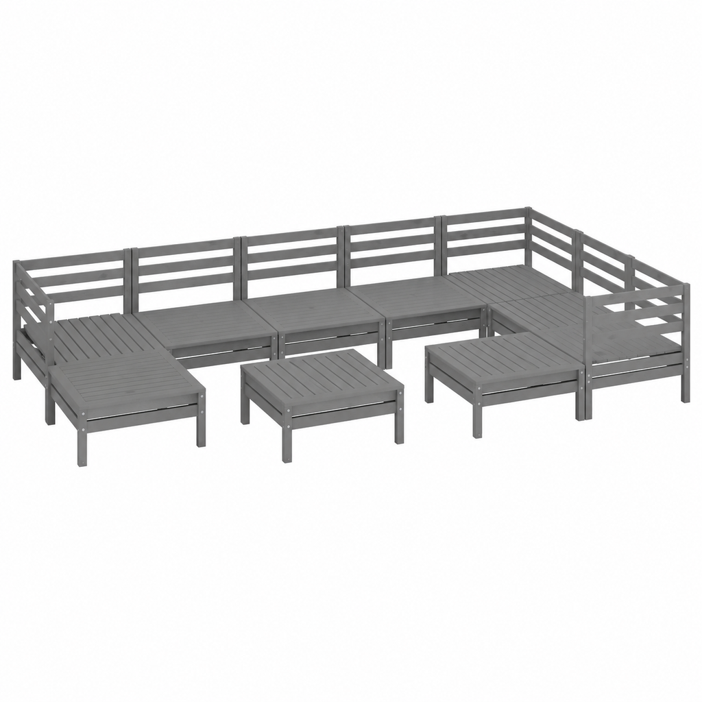 Ensemble de jardin en bois de pin gris pour 10 personnes