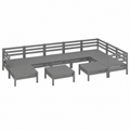 Ensemble de jardin en bois de pin gris pour 10 personnes