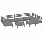 Ensemble de jardin en bois de pin gris pour 10 personnes