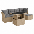 Ensemble de mobilier de jardin en résine tressée beige avec coussins