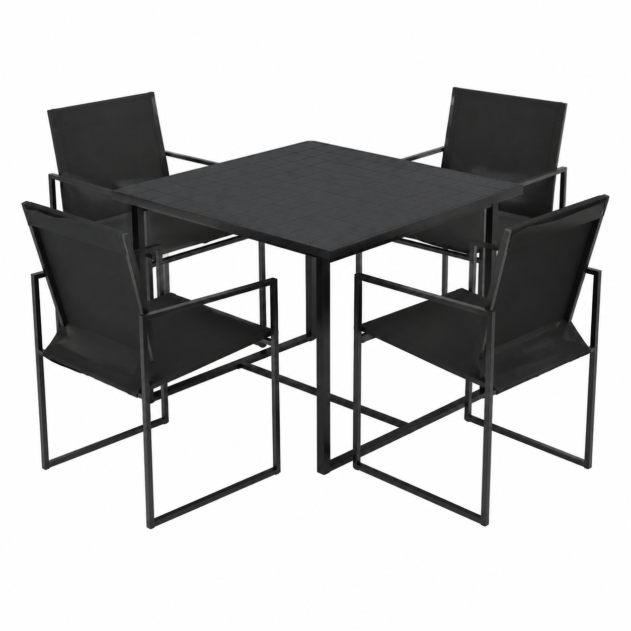 Ensemble de salle à manger extérieur 5 pièces noir en textilène