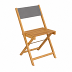 Lot de 2 chaises en bois d'acacia et tissu anthracite