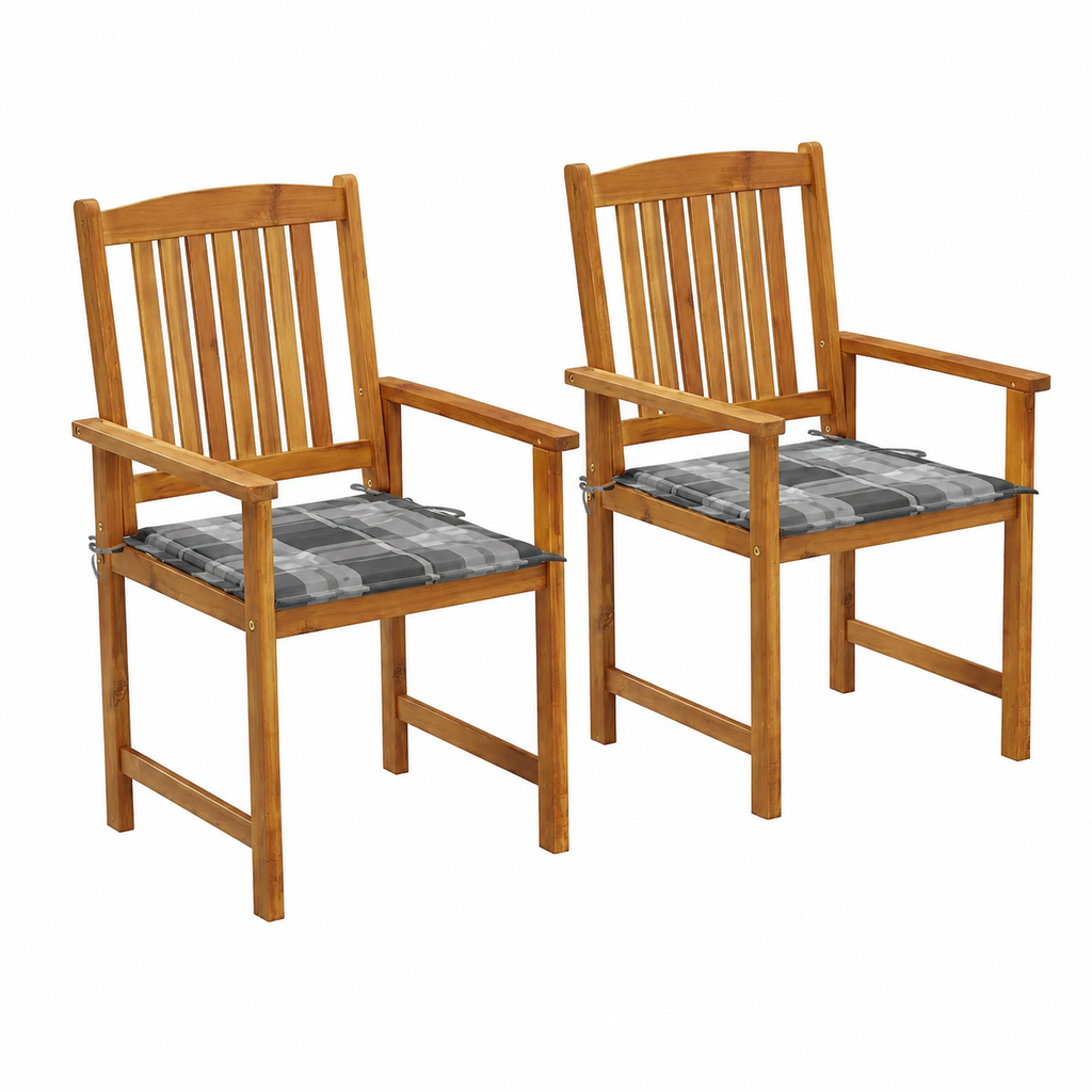 Ensemble de 2 chaises de jardin avec coussins en bois d'acacia