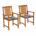 Ensemble de 2 chaises de jardin avec coussins en bois d'acacia