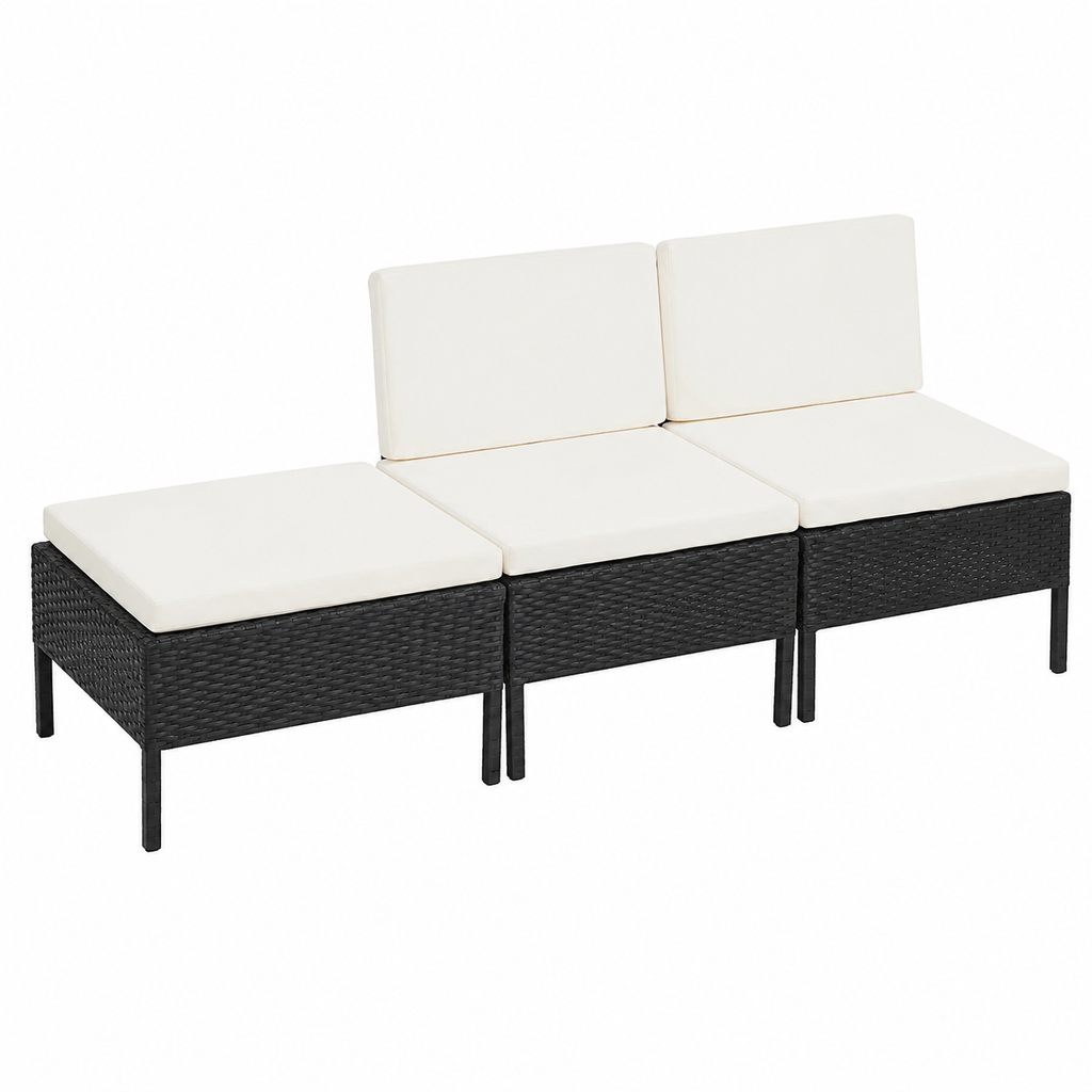 Ensemble de mobilier de jardin 3 pièces avec coussins