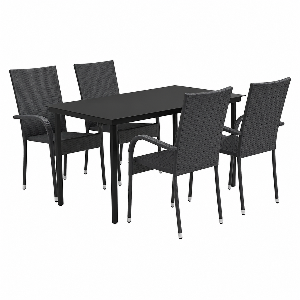 Set de salle à manger extérieur 5 pièces noir