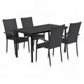 Set de salle à manger extérieur 5 pièces noir