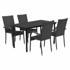 Set de salle à manger extérieur 5 pièces noir