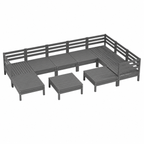 Ensemble de jardin en bois de pin gris pour 10 personnes