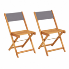 Lot de 2 chaises en bois d'acacia et tissu anthracite