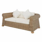 Sofa deux places en rotin avec coussins confortables