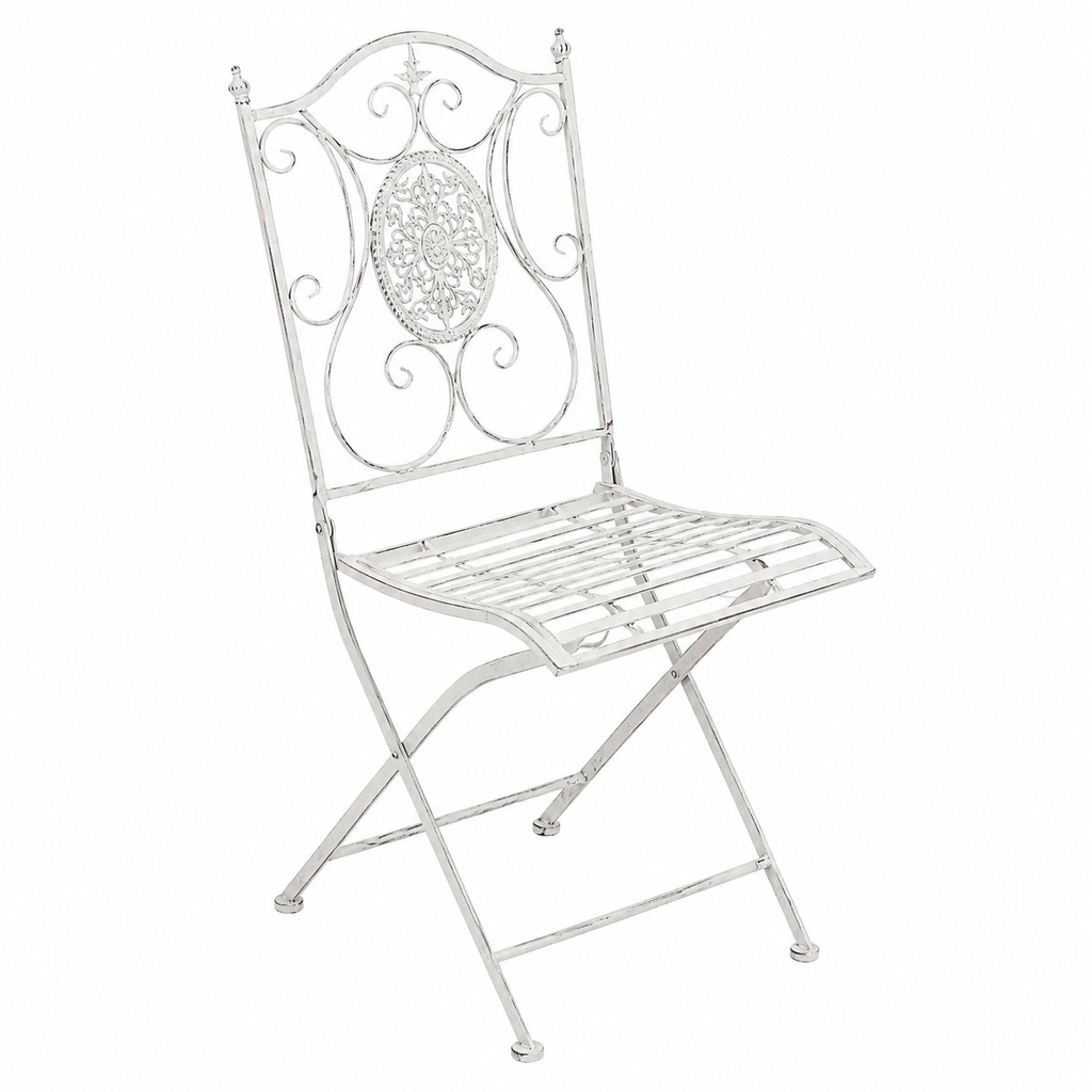 Chaises de jardin en métal blanc antique, lot de 2