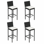 Mobilier de jardin 5 pièces avec coussins en résine tressée noire